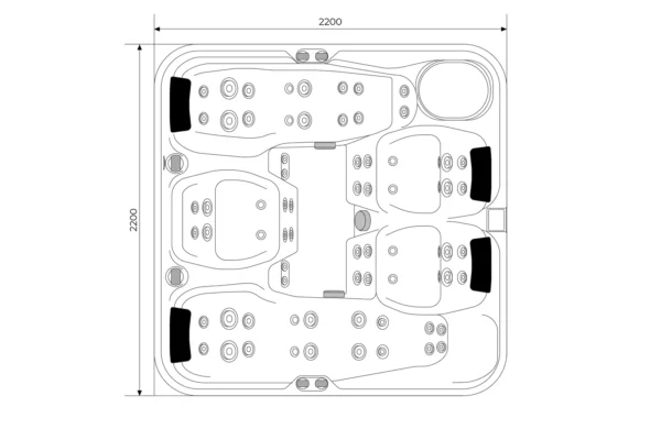 rysunek techniczny wymiary wanny jacuzzi spa