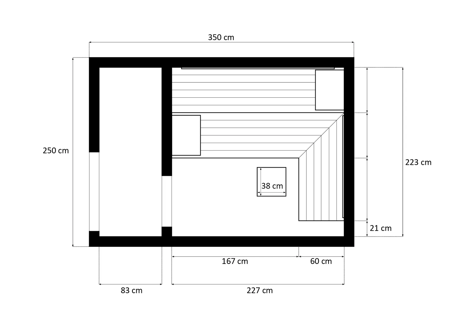 sauna fińska zewnętrzna rysunek techniczny wymiary 4