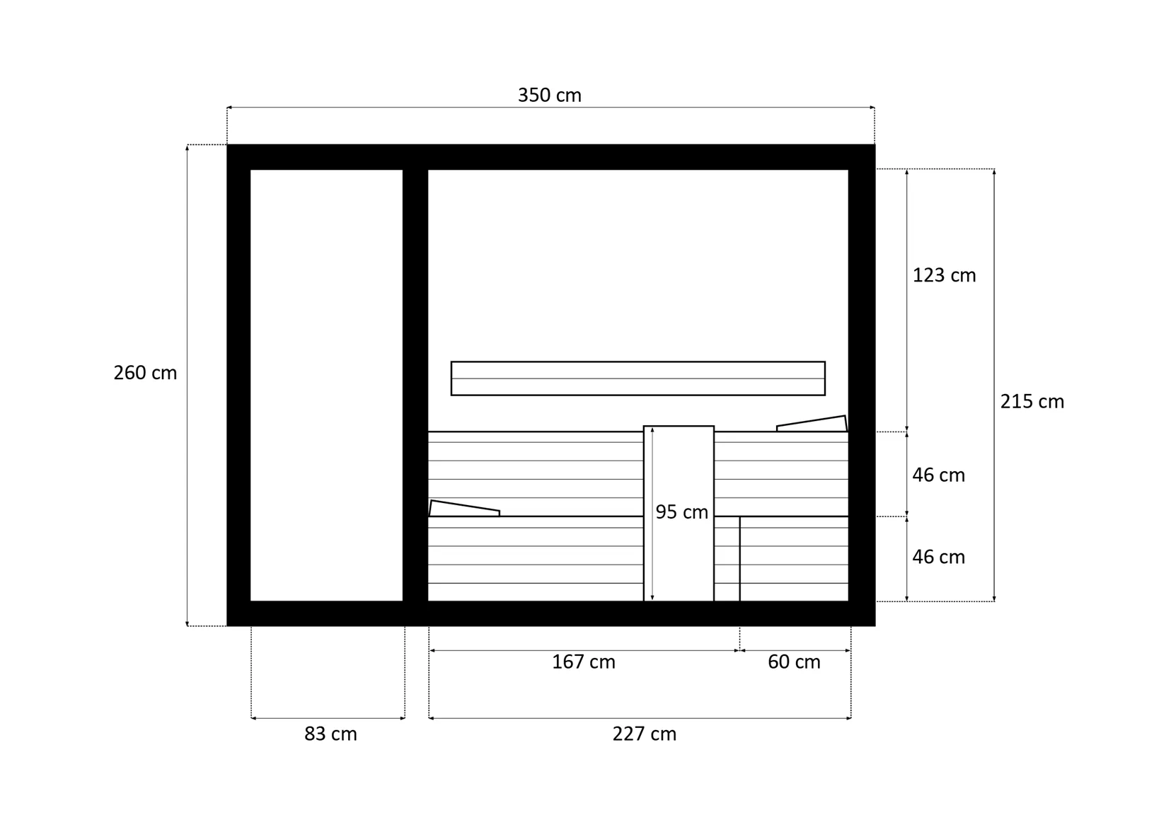 sauna fińska zewnętrzna rysunek techniczny wymiary 3